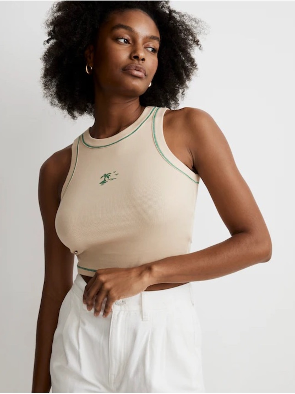 Madewell Paradise Palm Graphic Supima® Rib Crop Tank